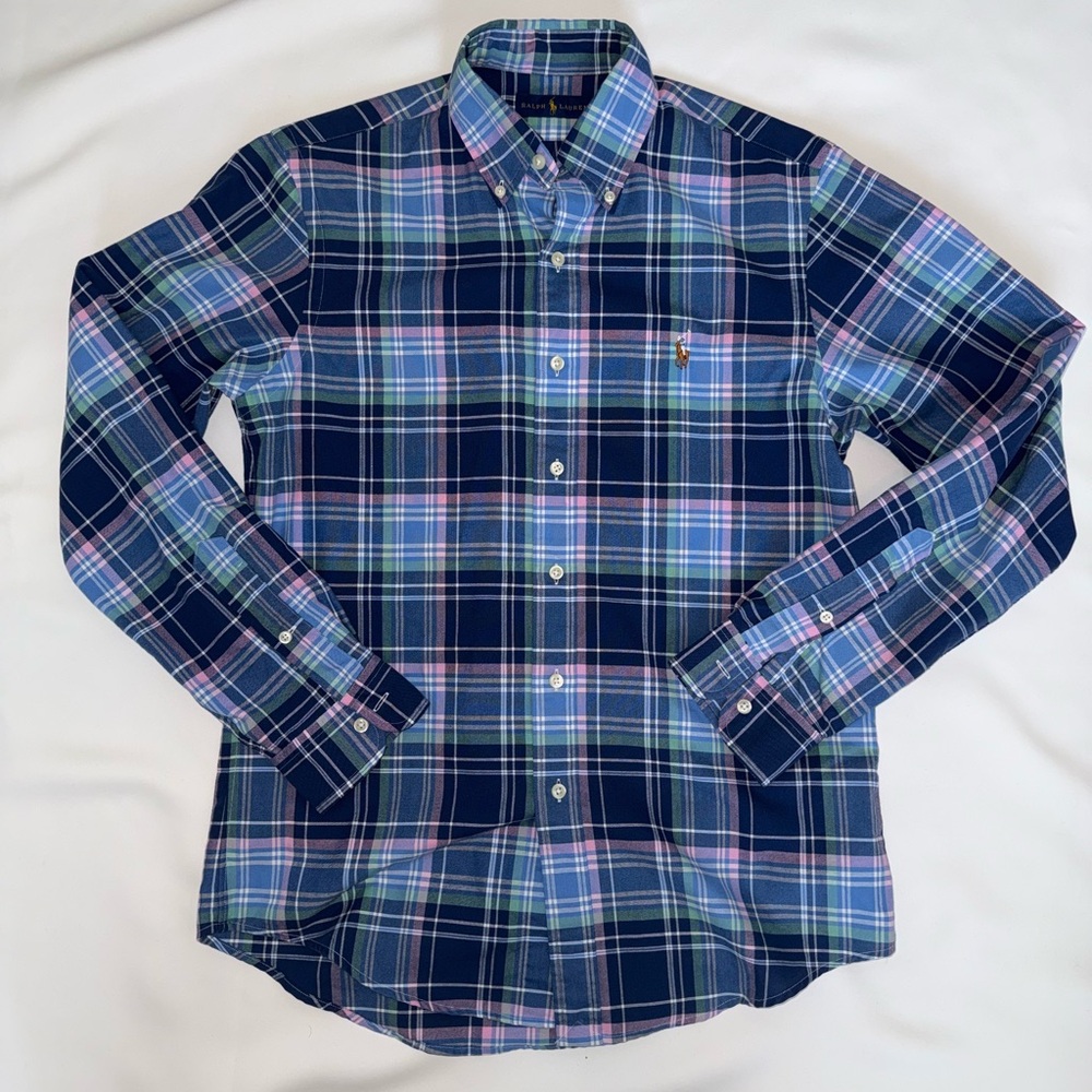 Polo Ralph Lauren Blue Green Pink Plaid Shirt